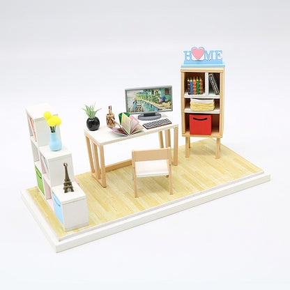 Assemble Wooden Miniature Doll House Furniture Kit "Reading Corner" DIY Doll House Furniture Doll House and Miniature Gifts