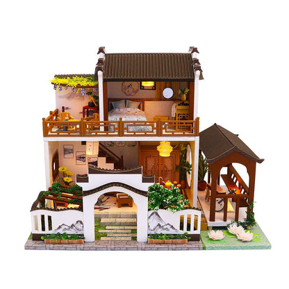 Hongda 'Moonlight over the Lotus Pond‘ (M912) w/Dust Cover, Glues and LEDs Miniature Doll House Furniture Kit Gift for Friend