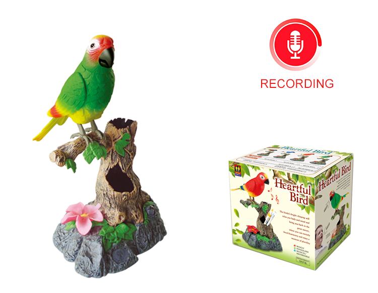 The Recording Functional Beautiful Green Birds Gifts Toy Pen Pencil Holder Electronic Talking Repeating Parrot Bird