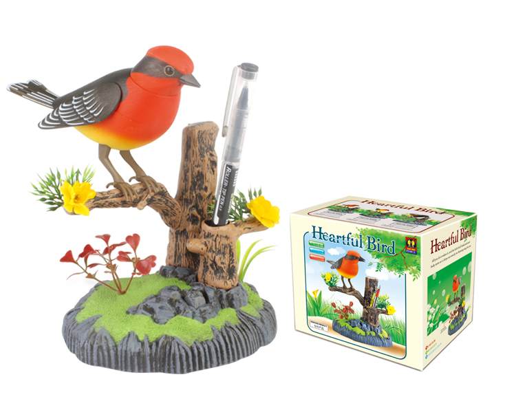 Sound Control Singing Bird Vermilion Flycatcher Bird Electric Voice-Activated Bird Pets Christmas Gift Birthday Gift for Kids