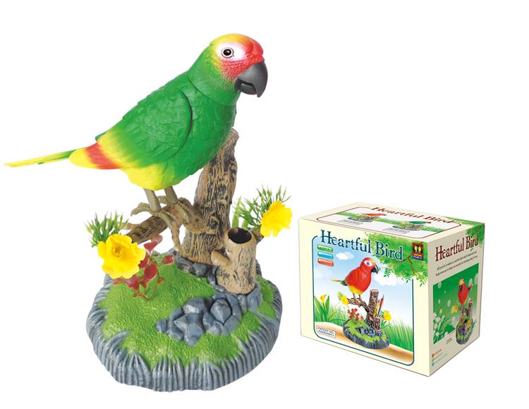 Green Bird Electronic Voice-Activated Parrot Birds Pen Pencil Holder Sound Control Function Bird Best Presents