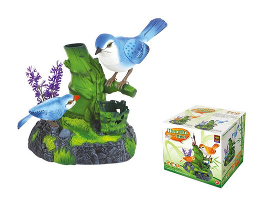 2 Blue Birds Sound and Touch Control Function Singing Bird Electric Bird Pets Pen Pencil Holder Christmas Birthday Gift for Kids