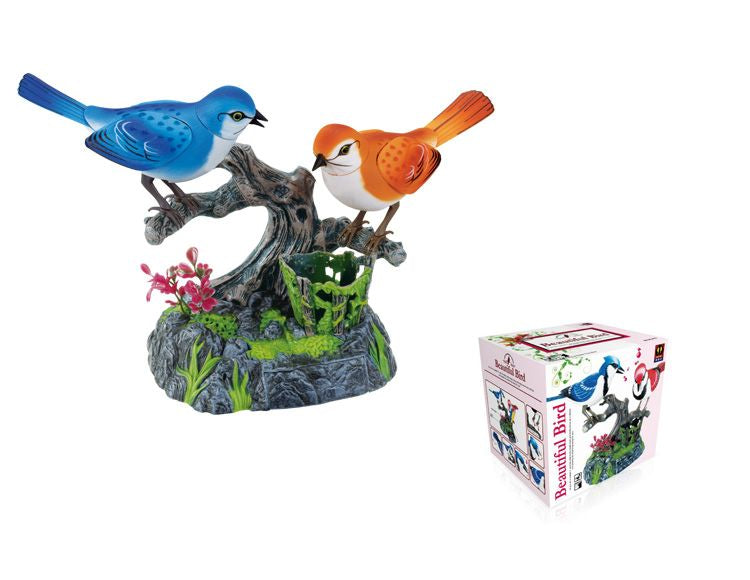 Electronic Sound-Activated Parrot Birds Pen Pencil Holder Sound Control Function Bird Blue and Orange Bird Cool Presents