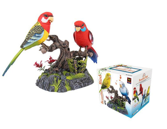 A Pair of the Ensemble Birds Beautiful Birds Eastern Rosella Electric Sound Control Parrot Pen Pencil Holder Pet Toys
