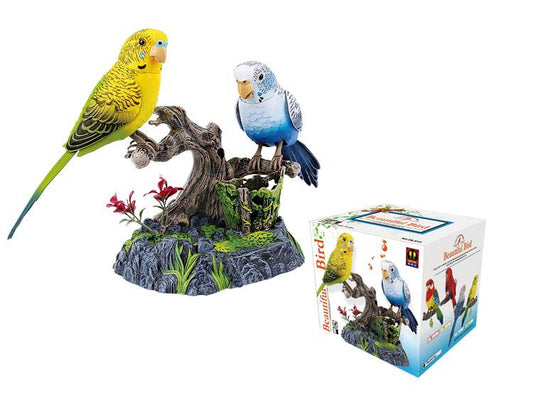 A Pair of the Ensemble Birds Beautiful Birds Melopsittacus Undulatus Electric Sound Control Parrot Pen Pencil Holder Pet Toys