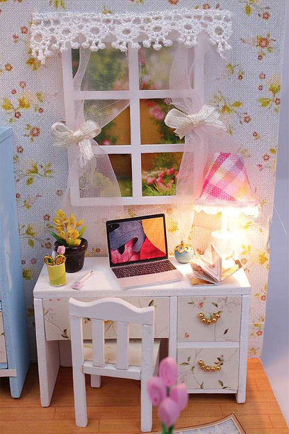Assemble DIY Wooden Miniature 'Hemiola's Room' Doll house toy w/ LEDs and Dust cover Birthday Gift