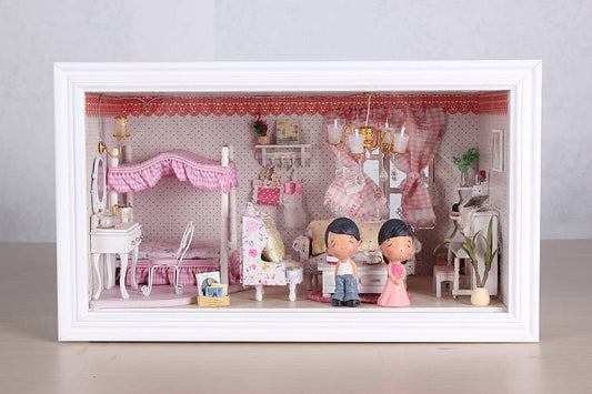 Intelligent Voice Control Assemble Wooden Kids Toy Miniature Dollhouse 'Pink Dream' w/ LEDs, Music, Dust Cover, Doll & Glue Birthday Present