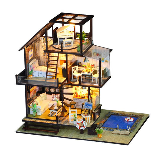 IIE CREATE Seattle Holiday (K048) Assemble Wooden Miniature Dollhouse w/LEDs and Glues Birthday Anniversary Gifts