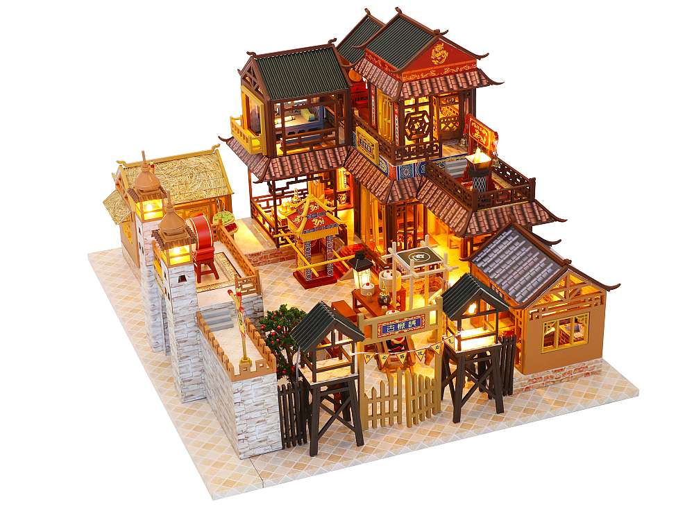 Wooden Miniature Dollhouse Furniture Kits "Life-Long Love" (PC2011) w/LED Lights, Dust Cover and Glues