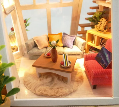 DIY Wooden Miniature Dollhouse M902 'The Aurora Hut'  w/ LEDs, Dust Proof Cover and Glues