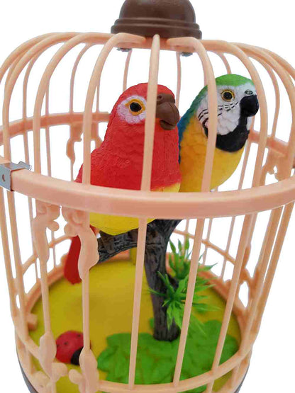 Sound Control Function Parrot Bird Pets in the Cage Music Singing Bird Baby Toys Christmas Gift for Kids