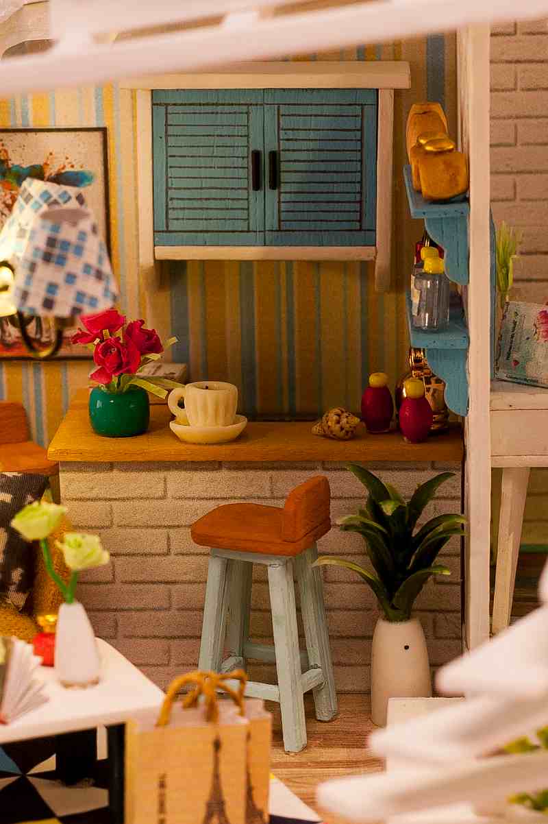 IIE CREATE Crete Holiday (K045) Assemble Wooden Miniature Dollhouse w/LEDs and Glues Birthday Anniversary Gifts