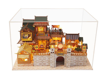 Wooden Miniature Dollhouse Furniture Kits "Life-Long Love" (PC2011) w/LED Lights, Dust Cover and Glues