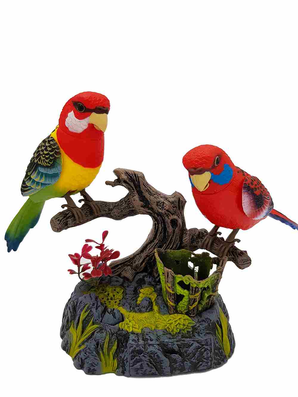 A Pair of the Ensemble Birds Beautiful Birds Eastern Rosella Electric Sound Control Parrot Pen Pencil Holder Pet Toys