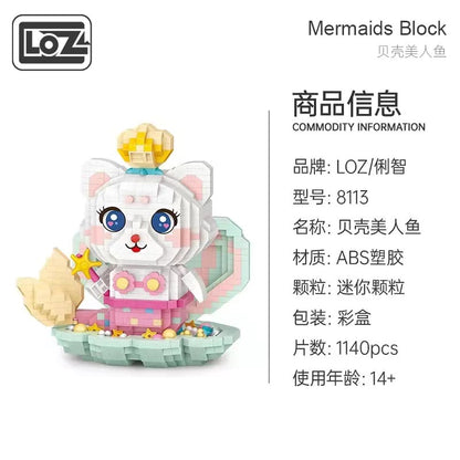 Loz White Kitten Mermaid Mini Daiamond Blocks Bricks Educational Toy Hobbies (8113)