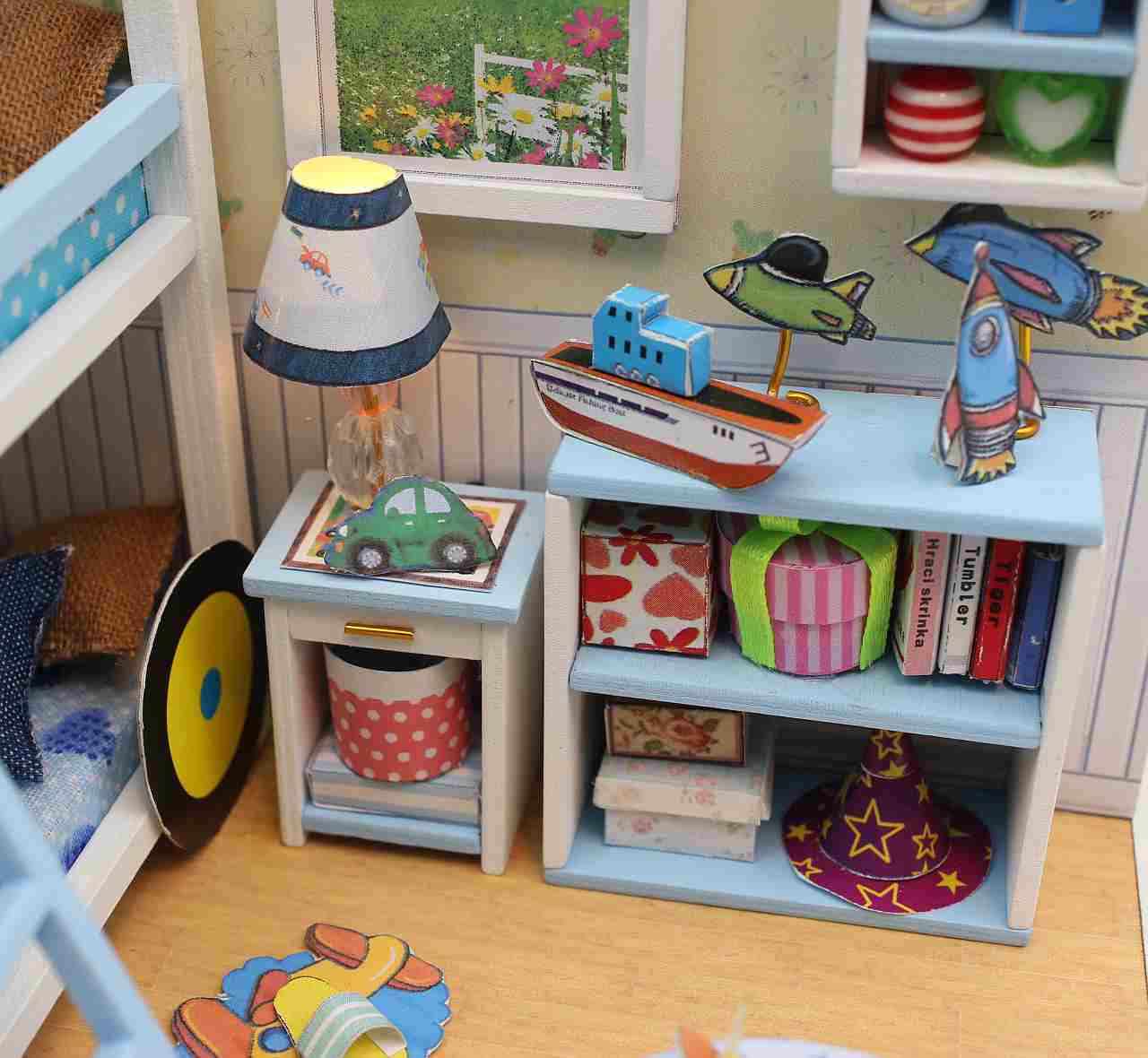 DIY Doll House Furniture Kits Wooden Kids Toy Miniature Dollhouse Handmade Presents for Boy Fun Crafts