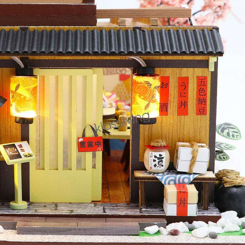 Hongda M2011 'Gibbon Sushi' Wooden Miniature Dollhouse w/ LEDs, Dust Proof Cover and Glues