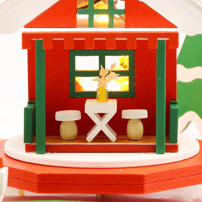 Magical Christmas Night Wooden Miniature Dollhouse w/ LEDs and Glues Christmas Presents