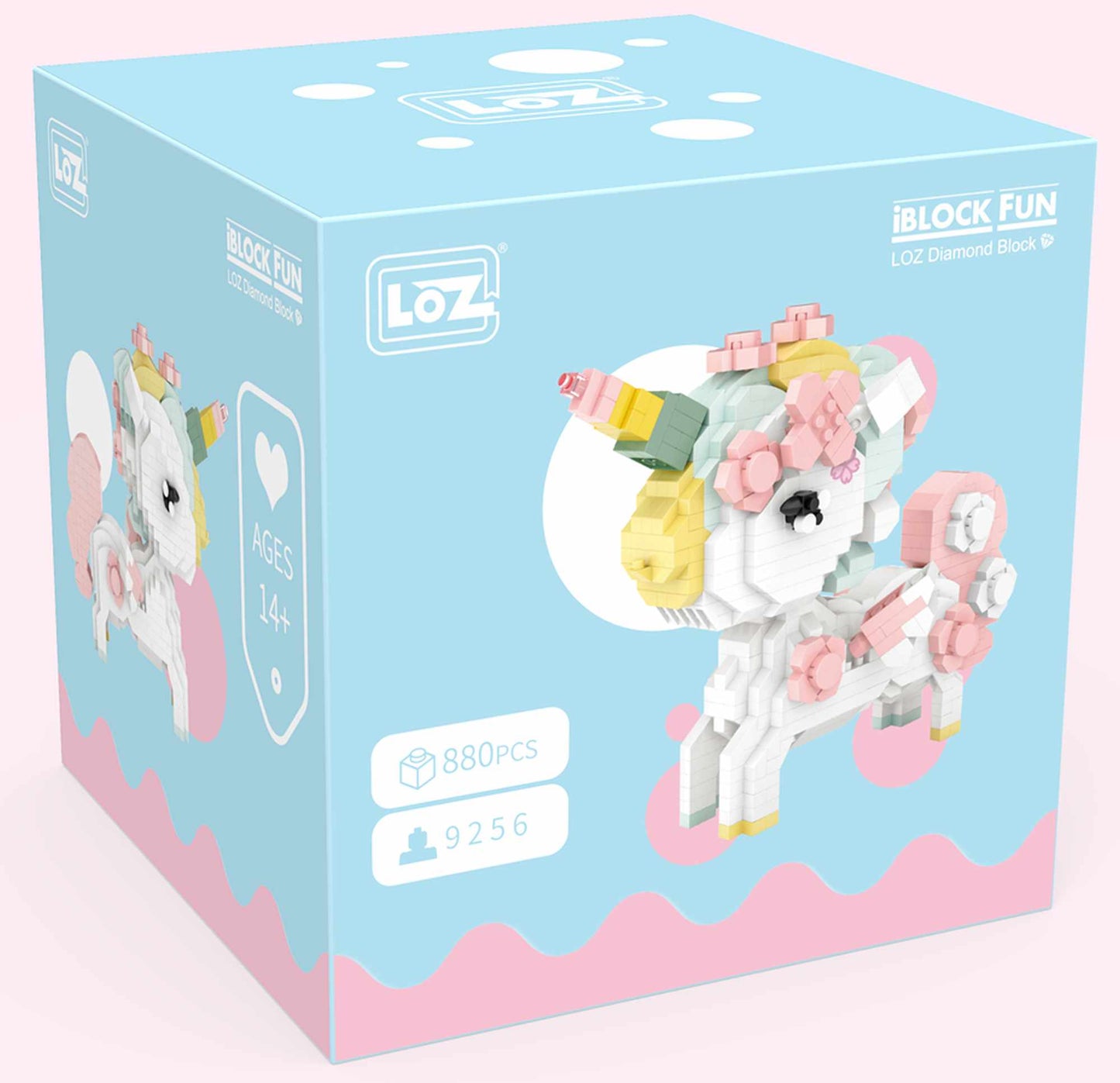 LOZ Diamond Blocks Cartoon Cherry Bossom Unicorn (9256) Action Figure Cartoon Colorful Animals Educational Bricks Toys for Children