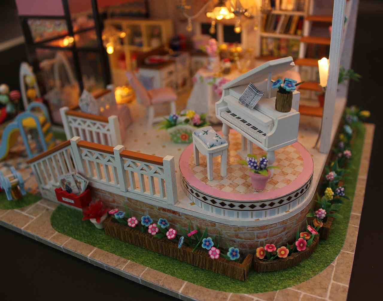 DIY 13846 'Sweet Words‘ w/ LEDs and Remote Control Switch, Dust Proof Cover Wooden Miniature Doll House, Handmade Gifts Birthday Presents